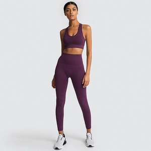 Costume de Yoga à carreaux respirant léger pour femmes veste à glissière Leggings décontracté course Gym Fitness moulant 2 pièces sport - Product Image 2