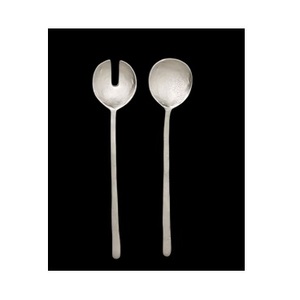 Service à salade en métal de couleur argent avec poignée plaquée or cuillère et fourchette à salade en métal couverts en métal nouveau serveur à salade - Product Image 6