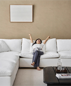 <b>Cream</b> Fabric <b>Sofa</b> Simple Cotton Hemp Living Room Modern Apartment Mall School Bean Curd Block Cloud <b>Sofa</b> Set - Product Image 4