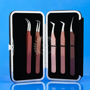 Professional Fiber Tip Eyelash Extension Tweezer 90 degree Moon Curved Anti Static Precision False Lash Applicator <b>Tool</b> - Product Image 1