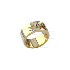Última colección Sólido 18K Oro Multi Gms Anillo de diamantes Joyería de lujo para compromiso Aniversario de bodas - Product Image 3