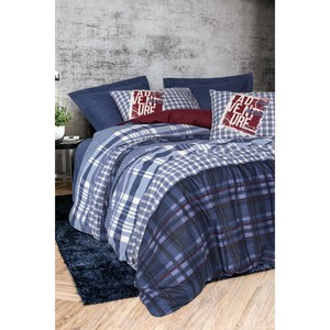 Roger <b>Navy</b> Blue Cotton Box Masculine Double Duvet Cover Set Luxury King Size 4-Piece <b>Bedding</b> for Living Woven for Home Christmas - Product Image 1