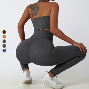 ชุดฟิตเนสสำหรับผู้หญิงชุดเล่นโยคะรัดรูปบั้นท้ายแห้งเร็วน้ำหนักเบาสีพื้น - Product Image 3