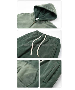 Survêtements à lettres grande taille Saison d'hiver 100% coton respirant OEM personnalisé Streetwear Hommes Sweat-shirt à fermeture éclair uni Pantalon de survêtement - Product Image 4