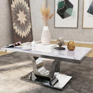 Ensemble de table à manger moderne de luxe en marbre avec base et chaises en acier inoxydable, meubles écologiques - Product Image 3