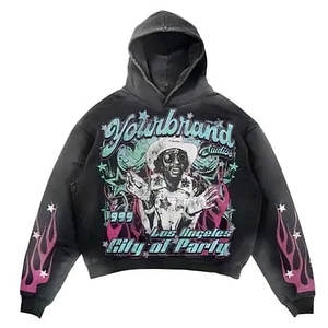 Sudadera con Capucha Casual de Moda para Hombre, de Invierno, Oversize, de Alto Gramaje, Bordada, Estilo Urbano, con Cordón Ajustable, 100% Algodón, Sensación Cómoda - Product Image 1