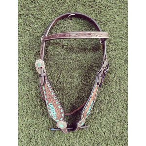 Haute qualité Floral usiné à la main en cuir de vache Western One Ear Headstall Western Bridle pour les utilisations des chevaux par les exportateurs indiens - Product Image 1