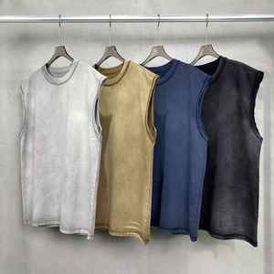 Débardeur pour homme délavé à l'acide T-shirt sans manches en coton polyester doux imprimé sur mesure Vêtements de sport de haute qualité Hip Hop Streetwear ODM - Product Image 1
