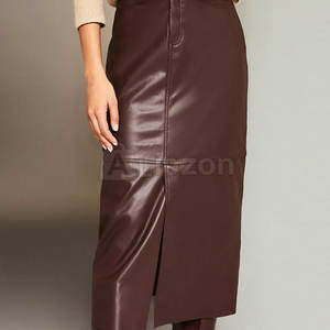 Falda delgada de color sólido para mujer, falda delgada versátil para mujer para todas las estaciones, falda delgada de cuero para mujer - Product Image 5