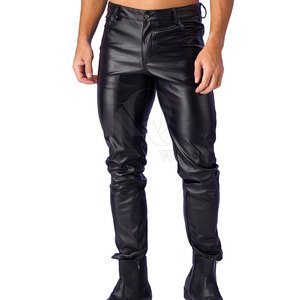 Pantalon en cuir souple léger pour homme, taille mi-haute, avec braguette boutonnée, design tendance et décontracté – Nouvelle collection - Product Image 5