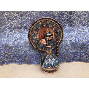 Pichet turc incrusté à la main avec assiette, décor de cuisine fait à la main, aiguière sculptée, décor unique en cuivre, pichet sculpté décoratif - Product Image 1