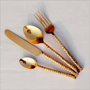 Ensemble de couverts à manche épais et rond pour table de mariage populaire en argent poli fourchettes cuillères couteaux - Product Image 5