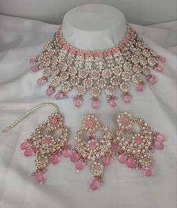 Indian Traditional <b>Ethnic</b> Gold Plated Bridal Jewelry Set for Women Engagement Party <b>Accessories</b> - Product Image 1