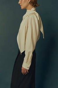 Best Choice Twilight High Neck Draped <b>Blouse</b> for <b>Women</b> ODM Services Plus Size for Fall Winter Spring Summer - Product Image 5