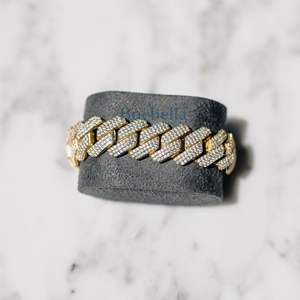 19mm Fine 18K Gold Plated 925 Sterling <b>Silver</b> VVS Moissanite Diamond Prong Cuban Link <b>Bracelet</b> Hip Hop Style <b>Bracelets</b> <b>Bangles</b>" - Product Image 4