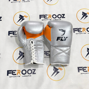 Guantes de Boxeo Personalizados con Logotipo FLY, Color Amarillo Plateado, para Entrenamiento Profesional, Combate, Twins, Fairtex, Muay Thai - Product Image 2
