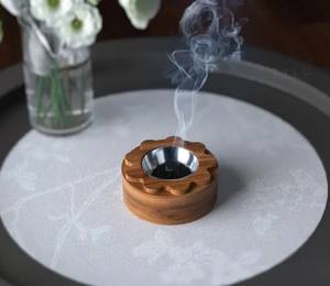 Modern Acacia <b>Wood</b> Religious Eco-Friendly Incense <b>Burner</b> with Vent Holes Handcrafted Design <b>for</b> Home Decor Gifting - Product Image 3