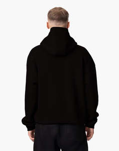 <b>Black</b> Streetwear Oversized 100% Cotton Solid Blank Full <b>Zip</b> <b>up</b> Hoodie Baggy Style Drop Shoulder Heavyweight 500GSM <b>Hoodies</b> <b>Men</b> - Product Image 3