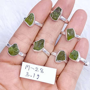 Anneaux en argent sterling 925 avec pierre précieuse péridot vert, pierre brute, prix de gros, bijoux en argent - Product Image 2