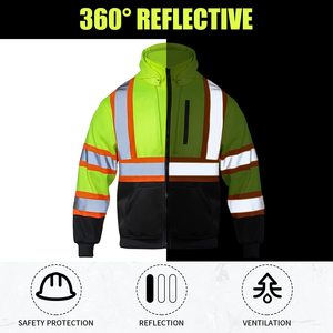 Chaleco de Seguridad Impermeable de Alta Visibilidad, Talla Grande, Chaqueta Reflectante con Capucha Desmontable para Hombre, Invierno, Construcción - Product Image 2