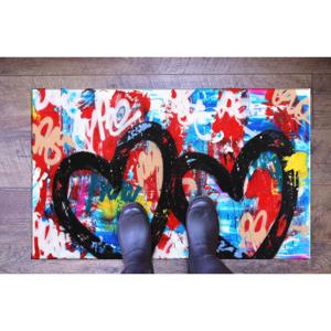 Abstract Heart Art <b>Rug</b>: Colorful Graffiti Style Floor Mat,<b>Chenille</b> <b>Rug</b> - Product Image 2