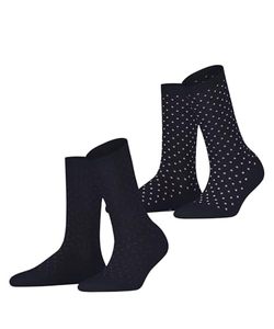 <span class=keywords><strong>ESPRIT</strong></span> Calcetines finos transpirables por encima de la rodilla para <span class=keywords><strong>mujer</strong></span>, de algodón con estampado de puntos, paquete múltiple de 2 pares, azul marino 6120, talla 39-42 - Product Image 1