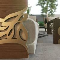 Canapé de salon en bois de teck arabe de luxe Accent de calligraphie dorée pour la maison hôtel bureau moyen-orient Émirats arabes unis Dubaï Turquie marché