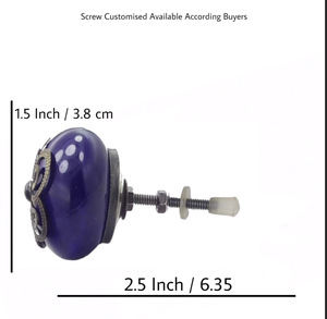 ลูกบิดเซรามิกทำจากทองเหลืองของชาวโมร็อกโกโบราณตู้ลิ้นชักที่มีลวดลายเป็นเส้นสีฟ้าคุณภาพระดับพรีเมียมที่ดึงตู้เสื้อผ้าตู้เสื้อผ้าในห้องนอน - Product Image 3