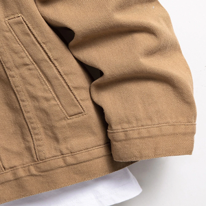 แจ็กเก็ตผ้ายีนส์แบบลำลองงานตามสั่งมีฮู้ดสำหรับผู้ชายเนื้อผ้าฝ้าย100% ทรงสูงและใหญ่ - Product Image 3