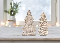 Ensemble de figurines de sapin de Noël en bois de manguier blanchi réaliste, pliable, léger, résistant à la poussière, écologique et de haute qualité, facile à assembler