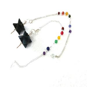 Hecho a mano negro ágata Merkaba montado péndulo piedra Natural cristal piedra preciosa Chakra curación recuerdo tallado técnica mascota - Product Image 1