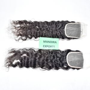 Meilleure qualité 100% cuticules alignées couleur noire naturelle ondulée indienne crue vierge 4*4 fermeture Extensions de cheveux humains - Product Image 3