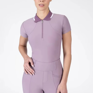 Camiseta de Equitación para Mujer, Mangas Cortas, Ligera, Transpirable, Tejido Elástico, Top Deportivo para Montar a Caballo, Servicio OEM - Product Image 1