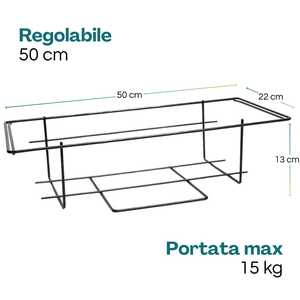 Set di 2 scatole da balcone regolabili in metallo alte 50 cm con capacità di 15 kg di fiori in ferro verniciato nero per piante fiori - Product Image 2