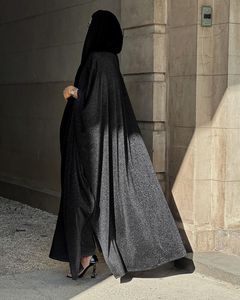 ブラックアバヤ <span class=keywords><strong>2026</strong></span> モデスト刺繍オープンアバヤ 夏 エレガント ユニークデザイン キラキラ生地 細見え ゆったり イスラム教徒向け - Product Image 6