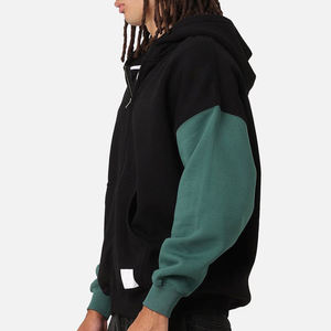 Sweat-shirts à capuche oversize à blocs de couleur pour hommes, streetwear, sweat-shirt à fermeture éclair intégrale, décontracté, personnalisé, deux tons, veste en polaire chaude, fabrication OEM - Product Image 5