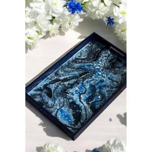 Plateau en résine époxy fait à la main, plateau de service moderne, plateau de service pour gâteaux, jus et aliments, pour la maison, l'hôtel - Product Image 5