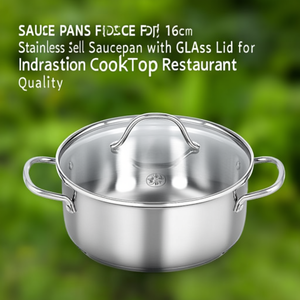 16cm Stainless Steel Saucepan with Glass Lid for Induction Cooktop Restaurant Quality - Product Image 3