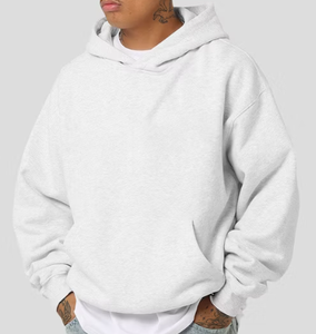 100% algodón Regular Fit antiarrugas bolsillo Dropshoulder Pullover Hoodie 350GSM peso pesado invierno Streetwear moda hombres OEM - Product Image 4