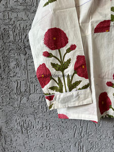 Traje de noche de algodón con estampado de flores rojas de lujo para mujer, pijamas suaves de manga larga, ropa de descanso, conjuntos de pijama de talla grande, informal, Sexy - Product Image 3