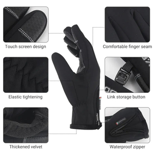 NOUVEAUX Gants d'hiver pour moto en cuir PU, chauds, pour homme, antidérapants, compatibles écran tactile, imperméables, à doigts séparés, pour le cyclisme, en polaire, pour la neige - Product Image 6