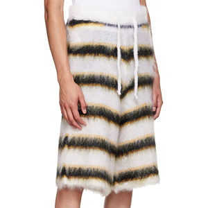 Shorts de punto a rayas de mohair para hombre al por mayor, proveedor OEM, ropa de calle de moda, tela cálida y suave, shorts de mohair con cordón para hombre OEM - Product Image 5