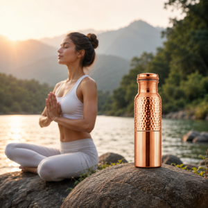 Stylish handcrafted <b>copper</b> <b>drinking</b> <b>bottle</b> combining traditional craftsmanship with modern design for retail, gifting, and whole - Product Image 2