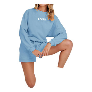 Jersey deportivo informal para chica con logotipo personalizado, Conjunto de sudadera y pantalones cortos de entrenamiento para mujer, sudaderas geniales y pantalones cortos de 2 piezas para mujer - Product Image 5