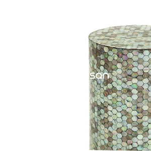 Table d'appoint et tabouret d'appoint en bois avec incrustation d'os vert BALA ARTISAN, design rond pour la décoration du salon - Product Image 1