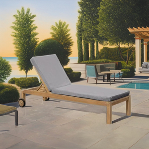 Chaise longue inclinable en teck minimaliste - Chaise longue moderne pour extérieur, parc, bord de piscine, résistante aux UV, durable, écologique, hôtel, villa - Product Image 1