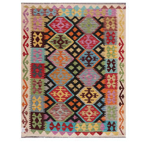 Alfombra Kilim de Maimana, Afganistán, 193 x 155 cm, Alfombras y Juegos de Alfombras - Product Image 1
