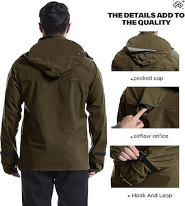 Chaqueta Softshell para Hombre, Cortavientos, con Capucha, Forro Polar, Impermeable, Chaqueta con Capucha para Lluvia - Product Image 6