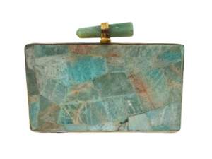 Bolso de Mano de Mosaico de Piedras Preciosas de Amazonita Natural con Marco Rectangular, Bolso de Mano de Lujo para Mujer, para Fiestas Nocturnas, con Incrustaciones de Piedras - Product Image 3
