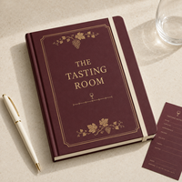 Diario de Vino Personalizado LABON A5 para Sala de Degustación, Tapa Dura Borgoña, Notas de Degustación con Lámina Dorada, Aroma, Calificación de Añada, Cinta Decorativa